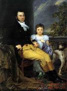 Portrait of a Prominent Gentleman with his Daughter and Hunting Dog